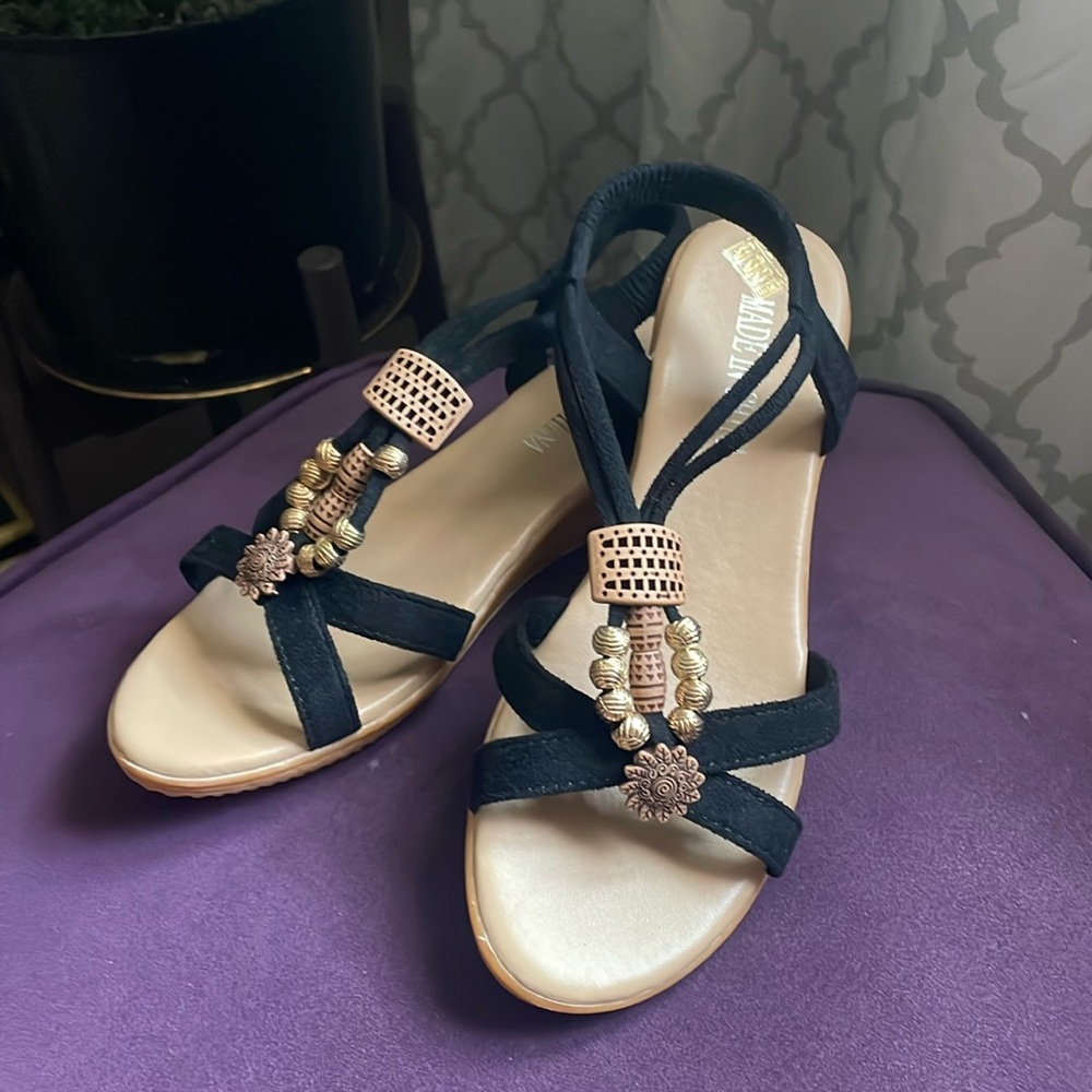 Black and brown sandals